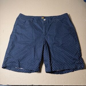 LEE Women’s Size 18 M High Rise Bermuda Shorts 9” Polka Dot Navy Pink Classy